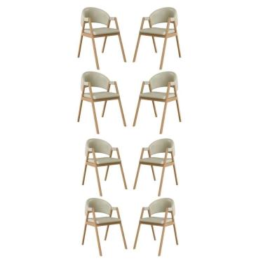 Imagem de Kit 8 Cadeiras Mesa Jantar Suellen Versátil Reforçada Corino Bege