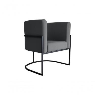 Imagem de Poltrona Decorativa Cadeira Veludo Cinza Matrix Cairo Sala Recepção Base