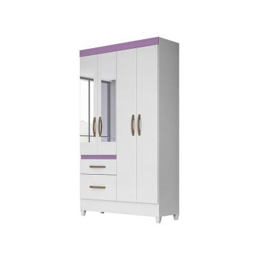 Imagem de Jogo Gaveteiro E Roupeiro Taiti Com Espelho Branco Rosa Azul Lilás