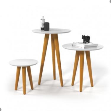 Imagem de Conjunto 3 Mesas Para Sala Redonda Nantes Branco