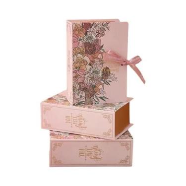 Imagem de Caixa De Presente Em Forma De Livro 5 Peças Embalagem De Papelão Com F