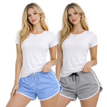 Imagem de Kit 2 Shorts Femininos em Tactel Liso com Cós Ajustável e Caimento Confortável-Feminino