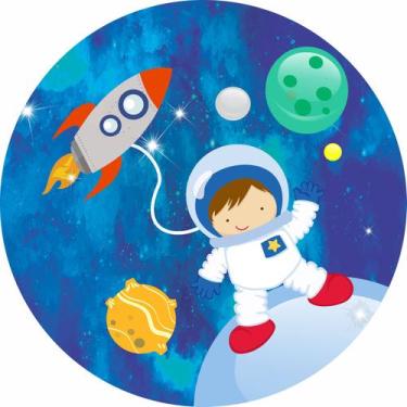 Imagem de Painel De Tecido Sublimado Redondo Espaço Astronauta Foguete Animado C