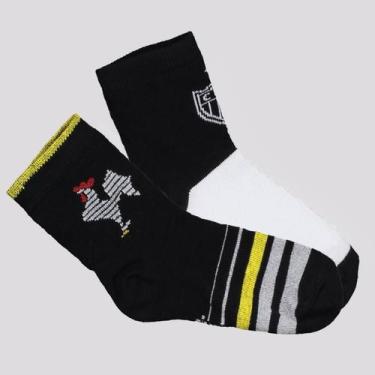 Imagem de Kit Meia Atlético Mineiro 2 pares Infantil Branca e Preta - Rikam, 29-