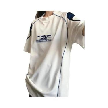 Imagem de Camiseta Gráfica Harajuku Y2K Feminina Preta E Branca Estilo Doce Fair