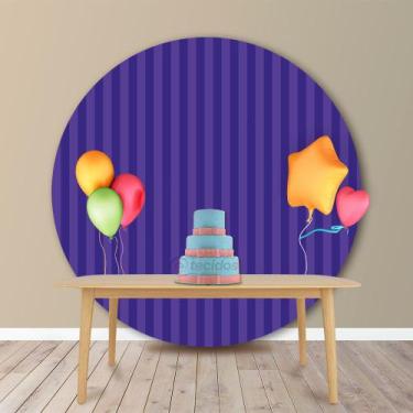 Imagem de Painel Redondo em Jacquard Roxo Listrado - Jacquard Tradicional, 2,00,