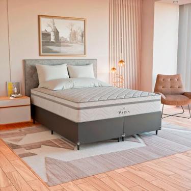 Imagem de Cama Box Queen Couro Preto + Colchão Paris Molas Cores - eShop casa, C