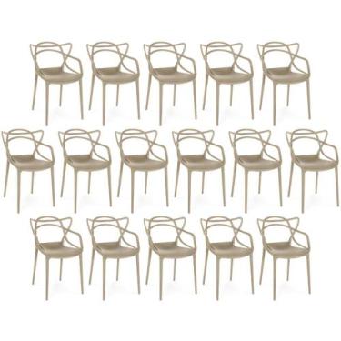 Imagem de Kit 16 Cadeiras de Jantar Allegra Prática Empilhável - Nude - Magazine