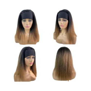 Imagem de Peruca Sintética Afro Yaki Kinky Natural Preta De Comprimento Médio Co