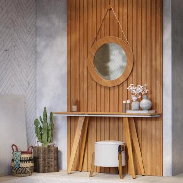 Imagem de Aparador para Sala de Estar com Vidro 138,5cm MDF Pés em Madeira Maciç