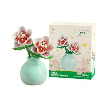 Imagem de Blocos De Montar DIY Para Meninas: Mini Vaso De Flores - Rosa, Tulipa,
