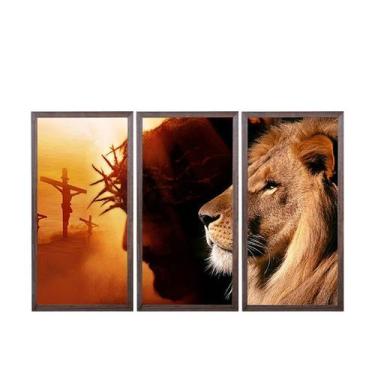 Imagem de Quadros Decorativos em Mosaico com moldura em madeira 103x63 cm e vidr