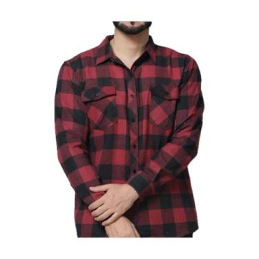Imagem de Camiseta Masculina Xadrez Flanelada Com Bolsos Manga Longa - CJ WEAR, 