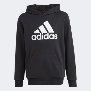 Imagem de Blusa Moletom Infantil Adidas Big Logo Essentials Capuz, Preto, Branco