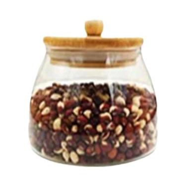 Imagem de Pote De Vidro Com Tampa De Madeira De Grande Capacidade Para Armazenam