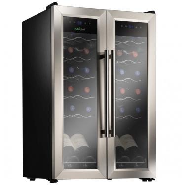 Imagem de Adega Climatizada de Zona Dupla para 24 Garrafas com Controle Digital, 1080W 110V NutriChef PKCWC24, Prata