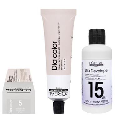 Imagem de Loreal Tonalizante Kit Dia Color 5 Castanho Claro 60g Rev. 15 vol. - L