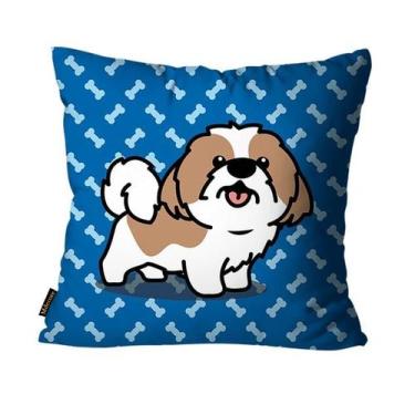 Imagem de Capa para Almofada Mdecore Gato Cachorro Pets, Shih-tzu Azul