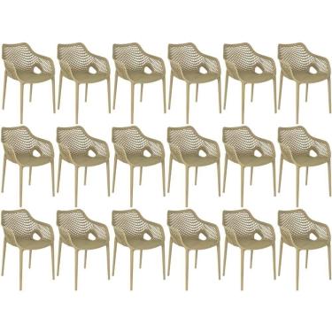 Imagem de Kit 18 Cadeiras De Jantar Design Suits Com Braços Empilhável Em Polipropileno - Nude