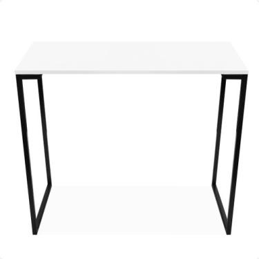 Imagem de Mesa Escritório Estilo Industrial Branco Preto 90x43 Vintage - Lacamel