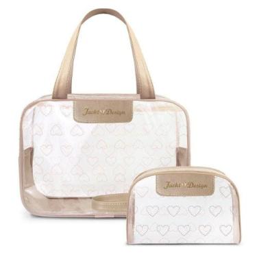 Imagem de Kit Bolsa E Nécessaire Transparente Love Dourado - Jacki Design