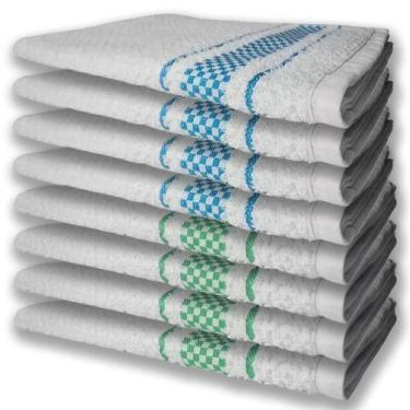 Imagem de 8 Panos De Prato Atoalhado Felpudo Premium 4 Azul 4 Verde - TOALHAS SH