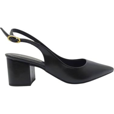 Imagem de Sapato Feminino Scarpin Casual Social Dia a Dia Passeio Trabalho Bico Fino Salto Grosso Médio Conforto Mariotta 20663-01