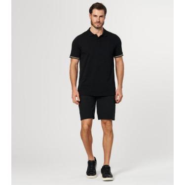 Imagem de Bermuda Masculina Sarja Com Bolsos Cargo Shift Preto, 42, Preto