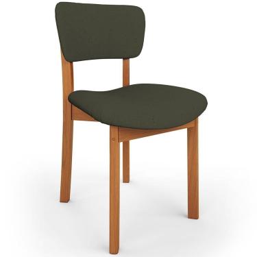 Imagem de Cadeira Para Sala De Jantar Cozinha Living Estofada Dara L02 Linho Verde Musgo - Lyam Decor