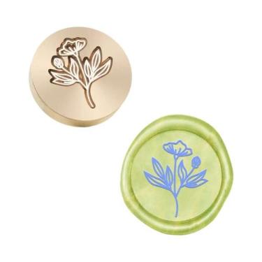 Imagem de Carimbos De Cera Em Formato De Coração Com Folha De Oliveira E Flor, C