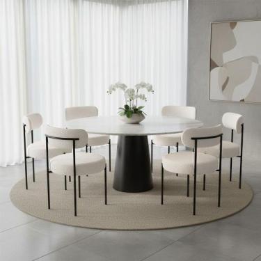 Imagem de Cadeira Sala de Jantar Margara Kit 6 em Aço Preto Bouclê Ted D03 - D R