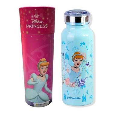 Imagem de Garrafa Térmica Bubble 500ML Cinderela Azul - Princesas Disney  Aço In