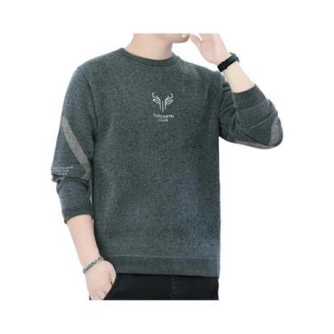 Imagem de Suéteres Masculinos De Chenille Listrado Tricotado Com Gola Redonda Mo