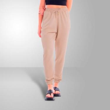 Imagem de Calça Jogger Feminina Duna Crepe Com Bolso e Cordão Cor:Cinza claroTam