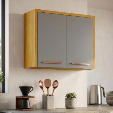 Imagem de Armario Aereo Cozinha Dafne 2 Portas 100 MDF com Dobradicas Metalicas