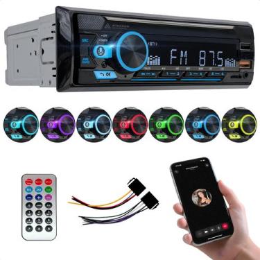 Imagem de Radio para carro bluetooth Aparelho de som Automotivo 7 Cores de LED 4
