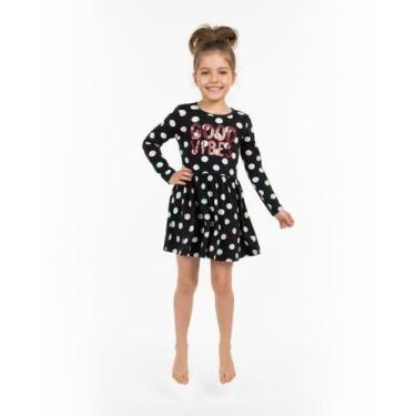 Imagem de Vestido Manga Longa Infantil Good Vibes Elian, 12, Preto