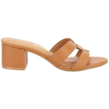 Imagem de Tamanco Feminino Vizzano Pelica Salto Bloco, Camel, 38