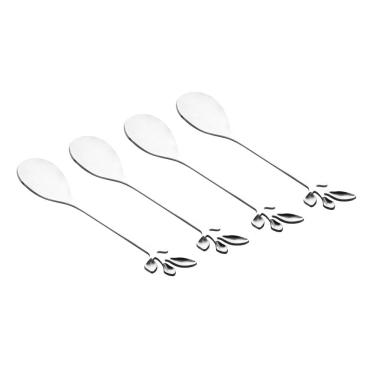 Imagem de Conjunto 4 Colheres de Chá em Aço Inox Leaves Prata 12,5cm Wolff