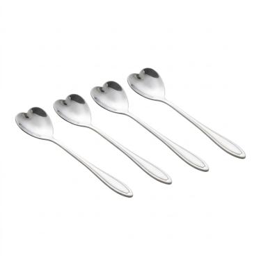 Imagem de Conjunto 4 Colheres de Chá em Aço Inox Heart Prata 12,5cm Wolff