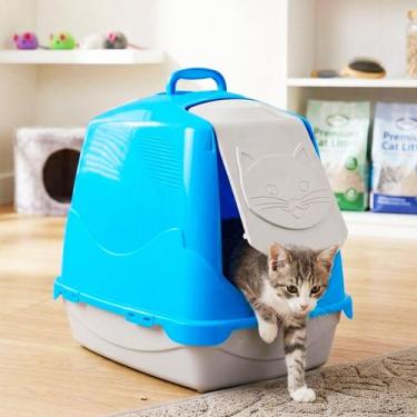 Imagem de Caixa Areia Gato Toalete Azul Porta Antiodor Fechada Grande - PET IN