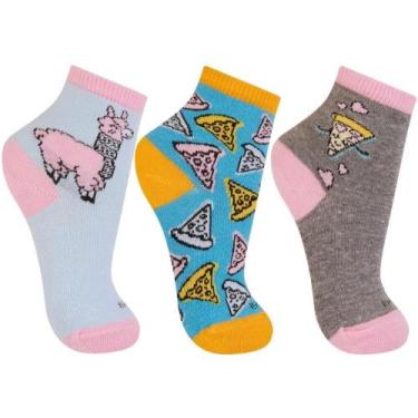 Imagem de Meia Trifil Cano Médio Infantil Estampas Desenhos Juvenil Kit Com 3 Pa