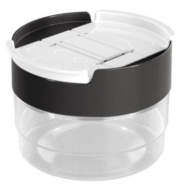 Imagem de Porta tempero de plástico com 2 aberturas 140ml preto Plasutil ref.139