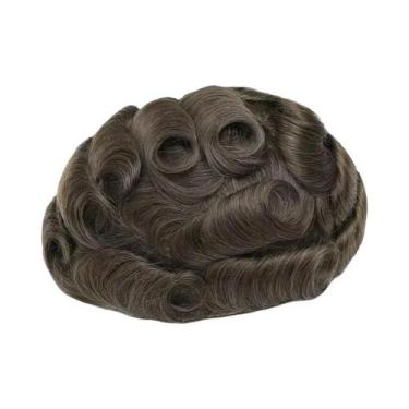 Imagem de Peruca Masculina Ultra Fina De Cabelo Humano Real Com Base Em PU Compl
