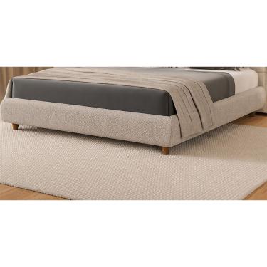 Imagem de Cama Japonesa Casal Seo com Estofamento em Linho Madeira Eucalipto Bege Sallar Home