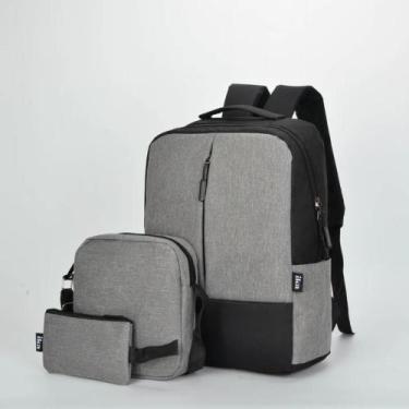 Imagem de Kit Mochila IKA Triple Shoulder Bag Estojo Compartimento Notebook, Pre