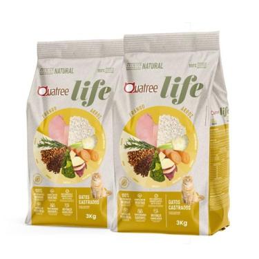 Imagem de 2 Ração Seca Quatree Life Frango e Arroz Gatos Castrados - 3 Kg