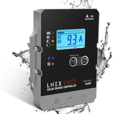 Imagem de Controlador de Carga Solar LNEX 10A à Prova dÁgua PWM 12V/24V