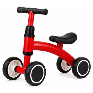 Imagem de Bicicleta de Equilíbrio Infantil Vermelha Sem Pedal 4 Rodas com Assent