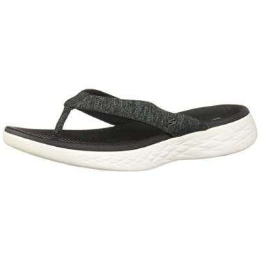 Imagem de Skechers Chinelo feminino 600-Preferred, Preto/branco, 10